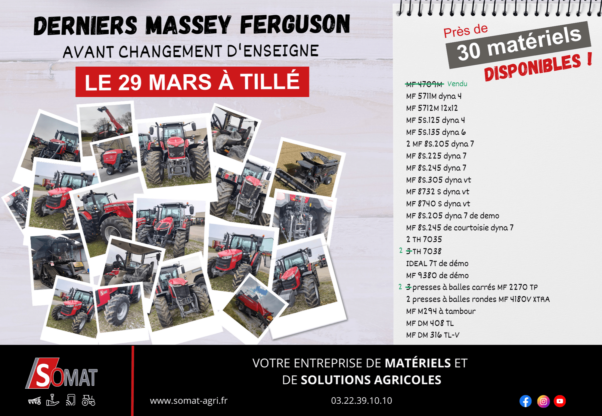 DESTOCKAGE TRACTEURS ET MATERIELS AGRICOLES MF